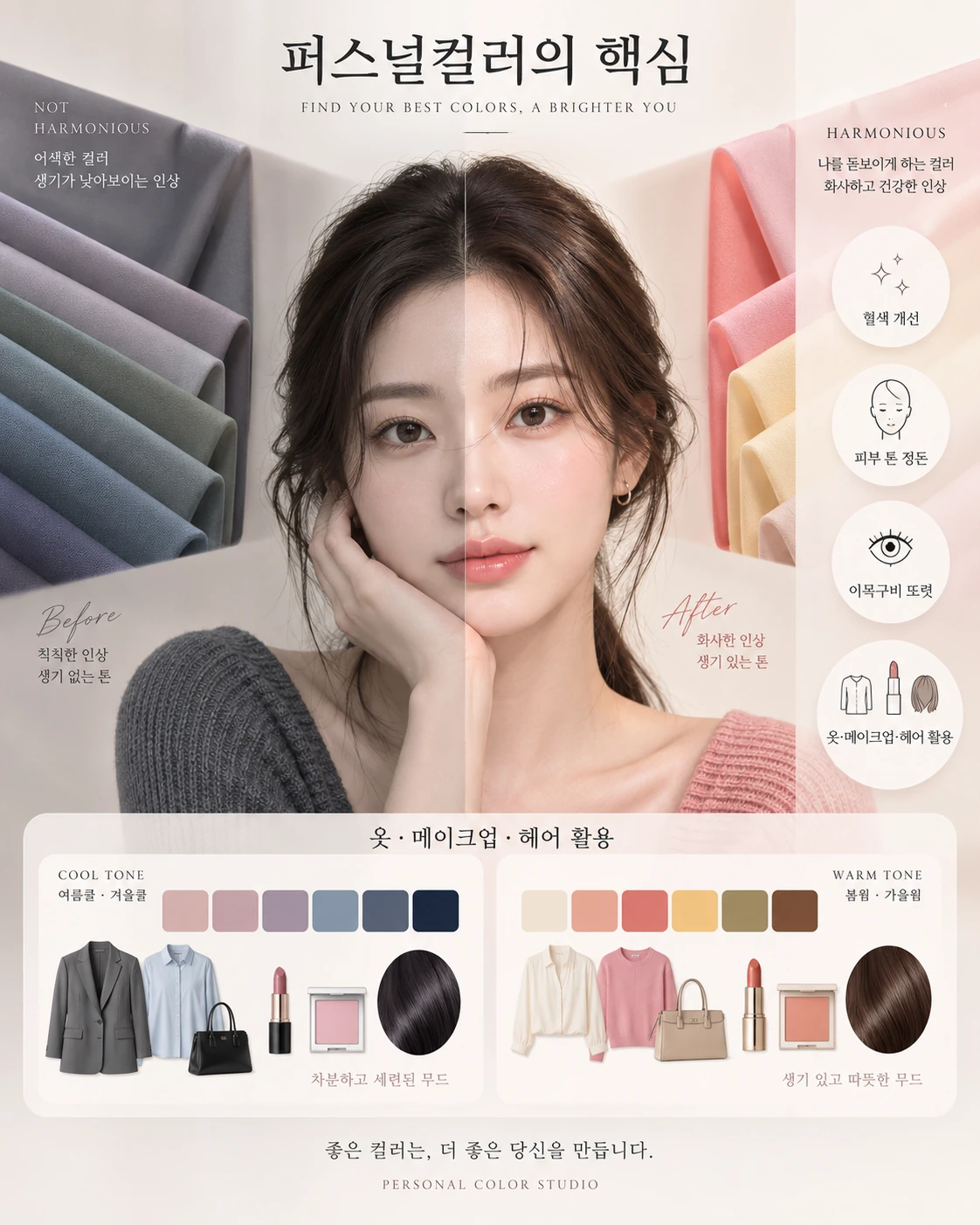 퍼스널컬러 진단 핵심 설명 이미지